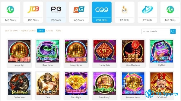 Kho game của 868h với hàng chục tựa game tương tự slot God of Wealth