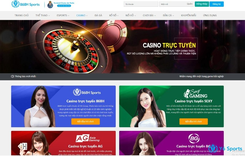 868H liên kết với nhiều sòng casino trực tuyến quốc tế