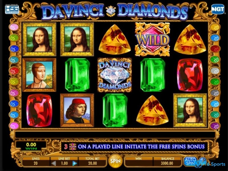 Da Vinci Diamonds slot thưởng 300 vòng quay miễn phí