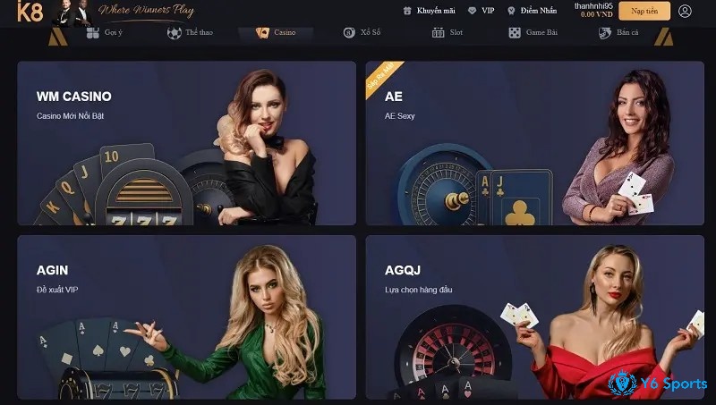 K8 - Nơi trải nghiệm cá cược casino đỉnh cao