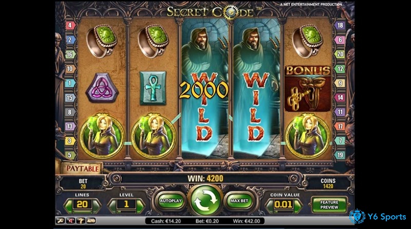 Người đàn ông mặc áo choàng là Wild của Secret Code slot